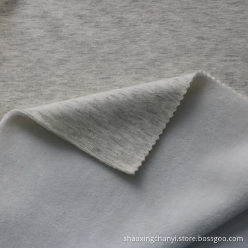 Leichte Melange Poly76% CTN24% Hochwertiges weiches Handgefütterung Velvet Fleece Stoff für Mantelmantelschuhe